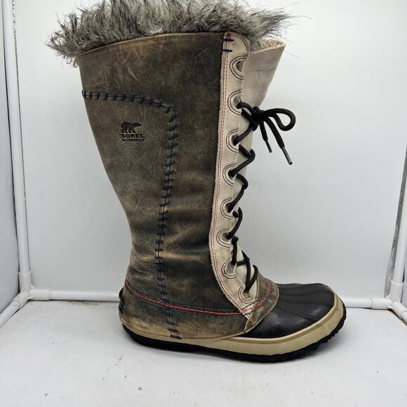 SOREL Snow Boots Womens 7 Cate the Great Winter NL1927 Fur Trim Waterproof - Picture 1 of 12